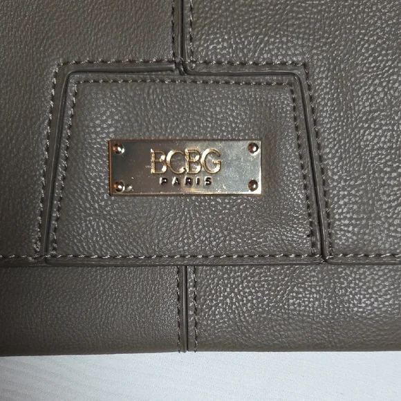 BCBG Paris Taupe Leather Clutch - Picture 2 of 6